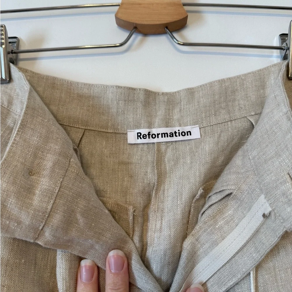 Reformation High-Rise Wide-Leg Linen Trousers in Natural